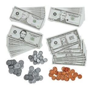 Pretend & Play money and coins - 150 Pcs.